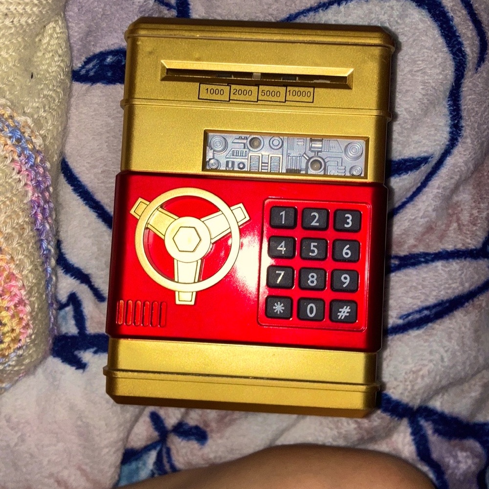 It’s red & gold piggy bank, and instructions will be in there, your welcome!